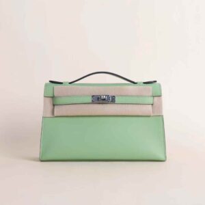 HERMÈS Kelly Pochette 22CM Swift Leather 3i Vert Criquet PHW Hardware Belfast