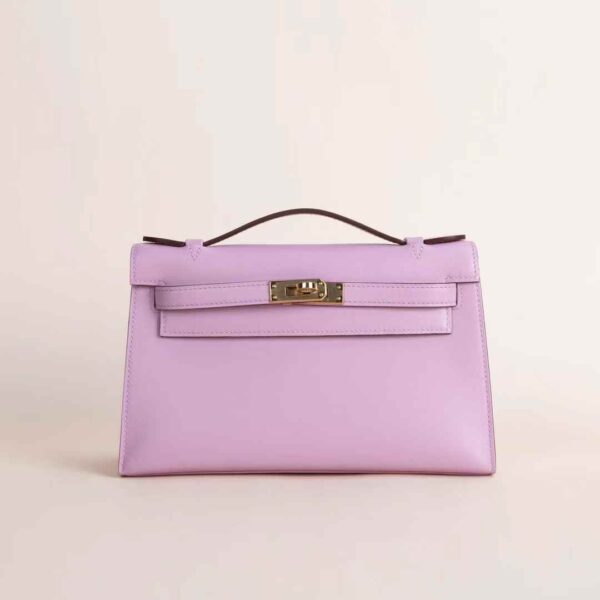 HERMÈS Kelly Pochette 22CM Swift Leather X9 Mauve Sylvester GHW Hardware Edinburgh