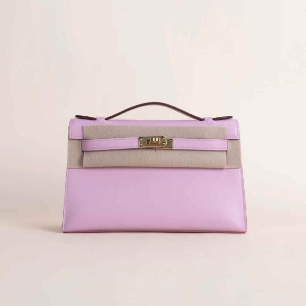 HERMÈS Kelly Pochette 22CM Swift Leather X9 Mauve Sylvester GHW Hardware Edinburgh