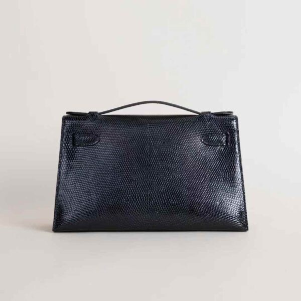 HERMÈS Kelly Pochette 22CM Lizard Leather CK89 Noir PHW Hardware Northern Ireland
