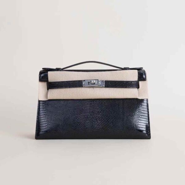 HERMÈS Kelly Pochette 22CM Lizard Leather CK89 Noir PHW Hardware Northern Ireland