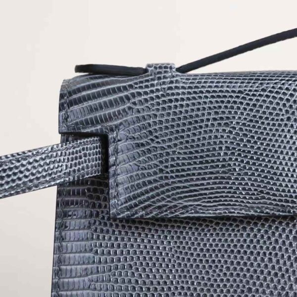 HERMÈS Kelly Pochette 22CM Lizard Leather 84 Gris Fonce PHW Hardware Scotland