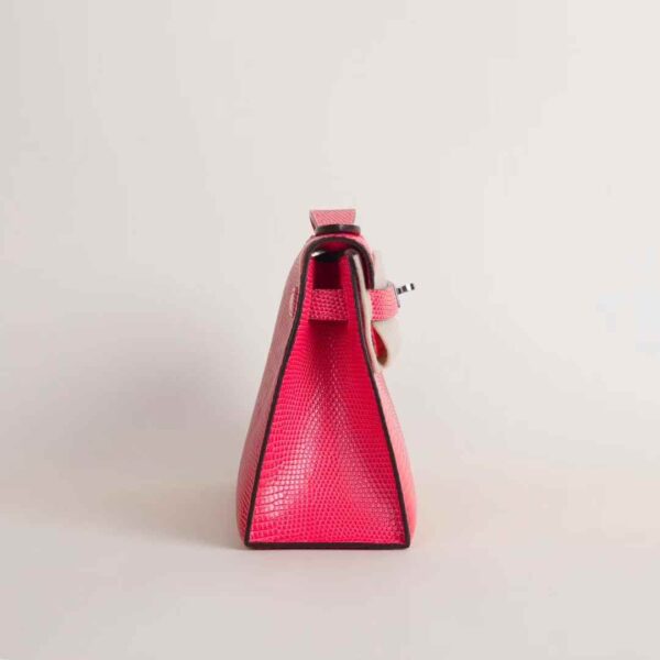 HERMÈS Kelly Pochette 22CM Lizard Leather 5J Fuschia PHW Hardware Wales
