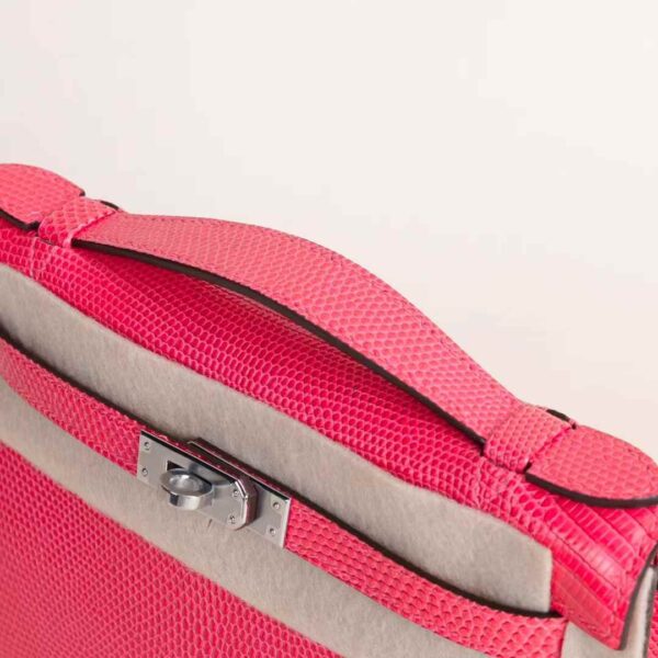 HERMÈS Kelly Pochette 22CM Lizard Leather 5J Fuschia PHW Hardware Wales