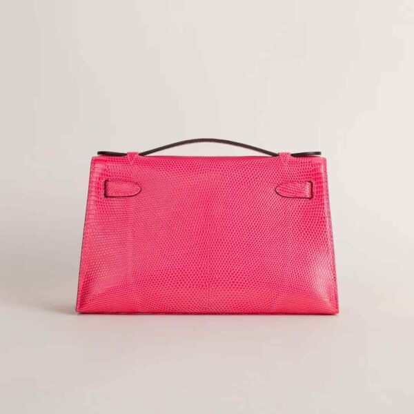 HERMÈS Kelly Pochette 22CM Lizard Leather 5J Fuschia PHW Hardware Wales