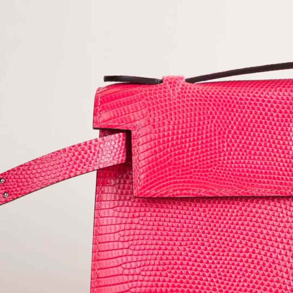 HERMÈS Kelly Pochette 22CM Lizard Leather 5J Fuschia PHW Hardware Wales