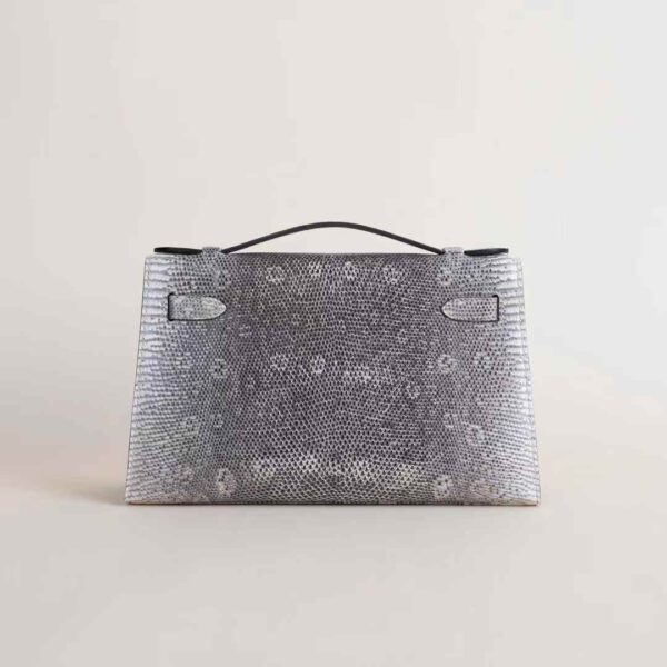 HERMÈS Kelly Pochette 22CM Lizard Leather 1B Ombre PHW Hardware England