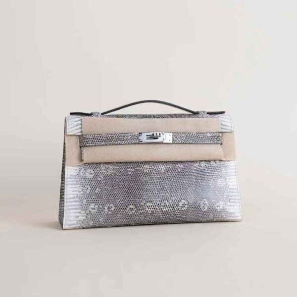 HERMÈS Kelly Pochette 22CM Lizard Leather 1B Ombre PHW Hardware England