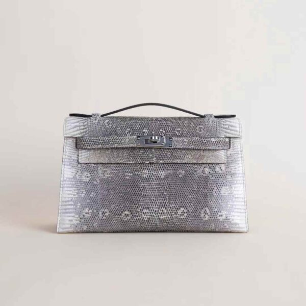 HERMÈS Kelly Pochette 22CM Lizard Leather 1B Ombre PHW Hardware England