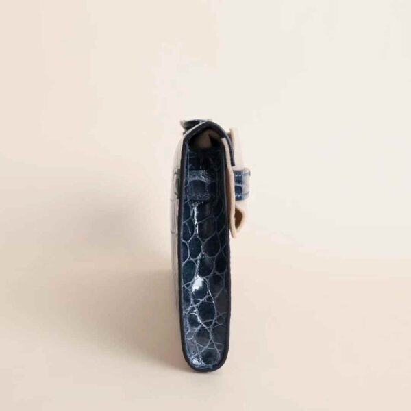 HERMÈS N7 Blue Tempete Kelly Cut Shiny Nilo Coro PHW Hardware Dubai UAE