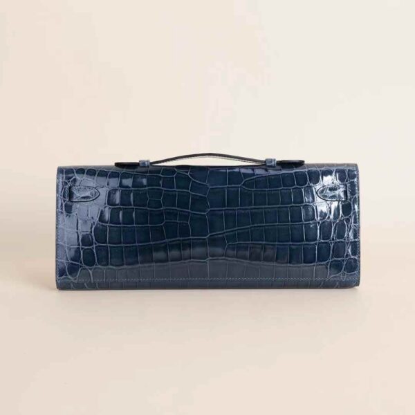 HERMÈS N7 Blue Tempete Kelly Cut Shiny Nilo Coro PHW Hardware Dubai UAE