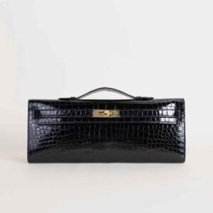 HERMÈS Kelly Cut Shiny porosus Black GHW Hardware Hong Kong