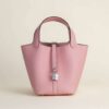 187 Mode Picotin 18CM Clememce Leather 3Q Rose Sakura Silver Hardware