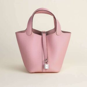 187 Mode Picotin 18CM Clememce Leather 3Q Rose Sakura Silver Hardware