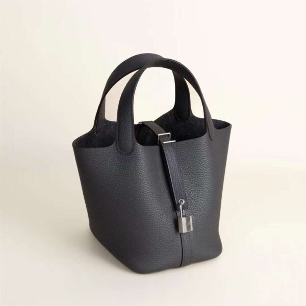 HERMÈS Picotin 18CM Clememce Leather 88 Graphite Silver Hardware