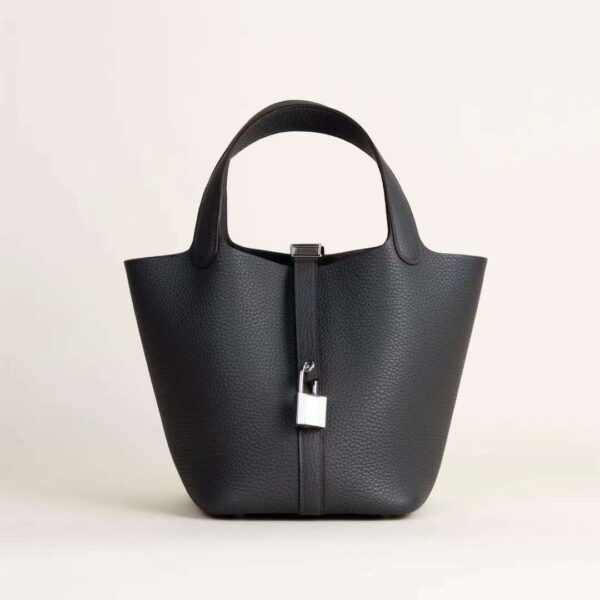 HERMÈS Picotin 18CM Clememce Leather 88 Graphite Silver Hardware