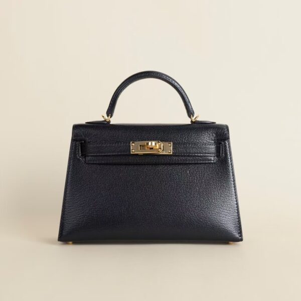 HERMÈS Mini Kelly 19CM Chever Leather CK89 Noir GHW Hardware