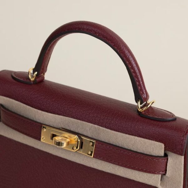 HERMÈS Mini Kelly 19CM Chever Leather 55 Rouge H GHW Hardware