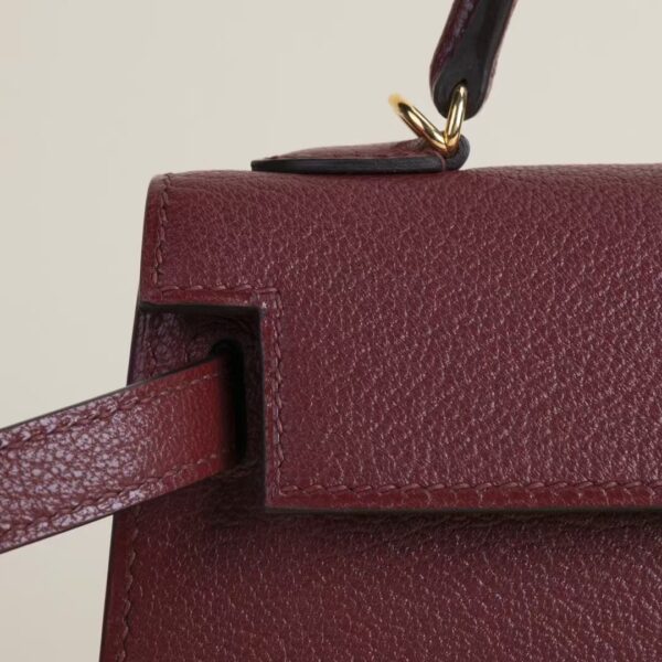 HERMÈS Mini Kelly 19CM Chever Leather 55 Rouge H GHW Hardware