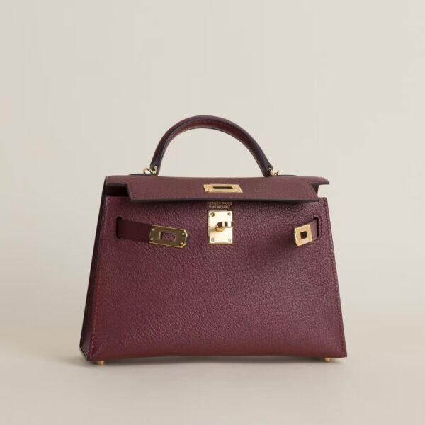 HERMÈS Mini Kelly 19CM Chever Leather 55 Rouge H GHW Hardware