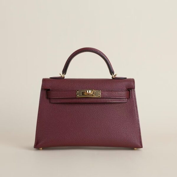 HERMÈS Mini Kelly 19CM Chever Leather 55 Rouge H GHW Hardware