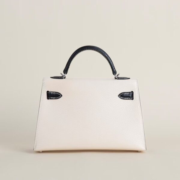 HERMÈS Mini Kelly 19CM Chever Leather 01 White / CK89 Black PHW Hardware