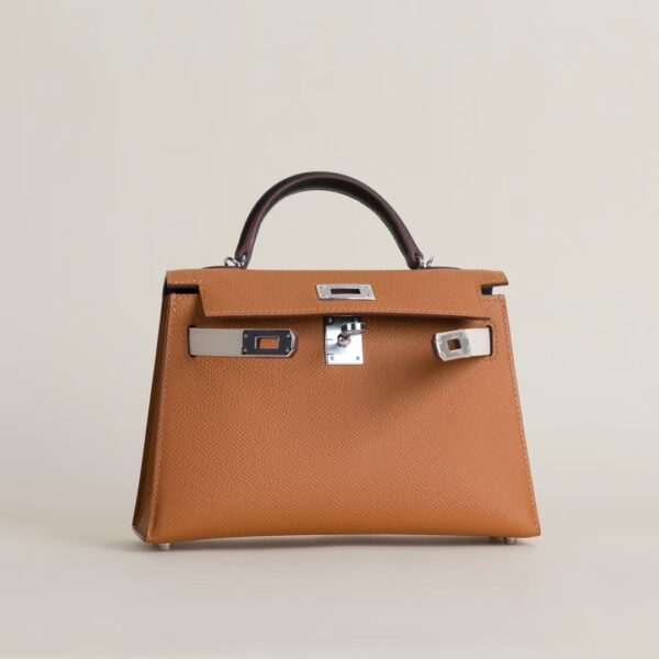 HERMÈS Mini Kelly 19CM Epsom Leather CK37 Gold / CK89 Black / CK10 Craie PHW Hardware