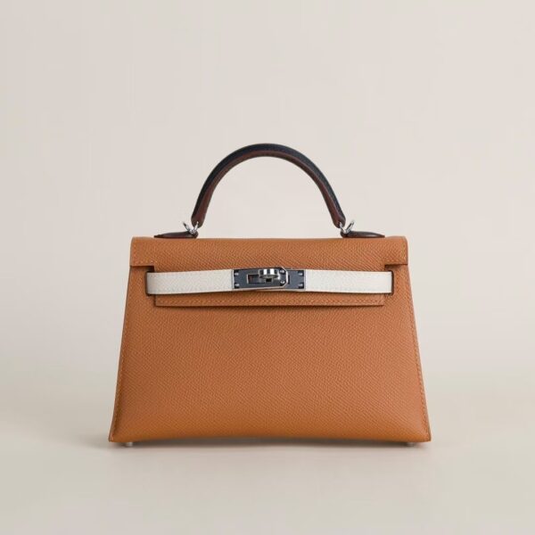 HERMÈS Mini Kelly 19CM Epsom Leather CK37 Gold / CK89 Black / CK10 Craie PHW Hardware