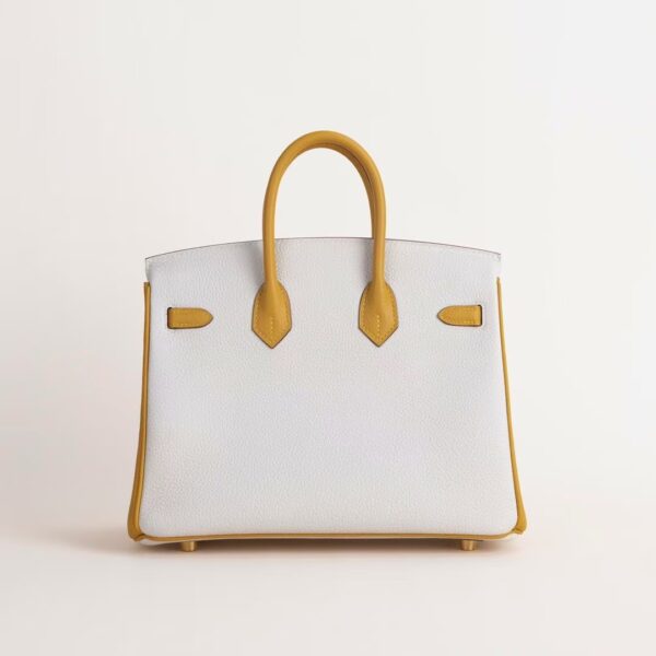 HERMÈS Birkin 25CM Togo Leather CK10 Craie / 9D Jaune Amber GHW Hardware