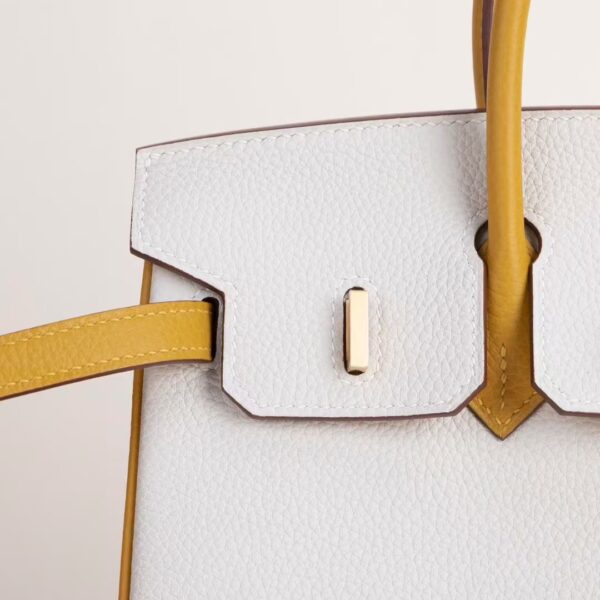 HERMÈS Birkin 25CM Togo Leather CK10 Craie / 9D Jaune Amber GHW Hardware