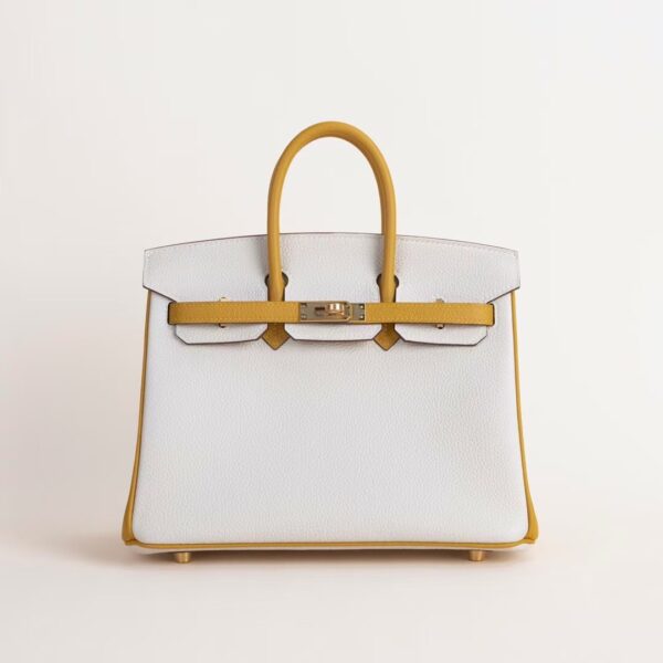 HERMÈS Birkin 25CM Togo Leather CK10 Craie / 9D Jaune Amber GHW Hardware