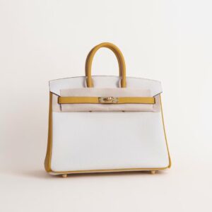 HERMÈS Birkin 25CM Togo Leather CK10 Craie / 9D Jaune Amber GHW Hardware