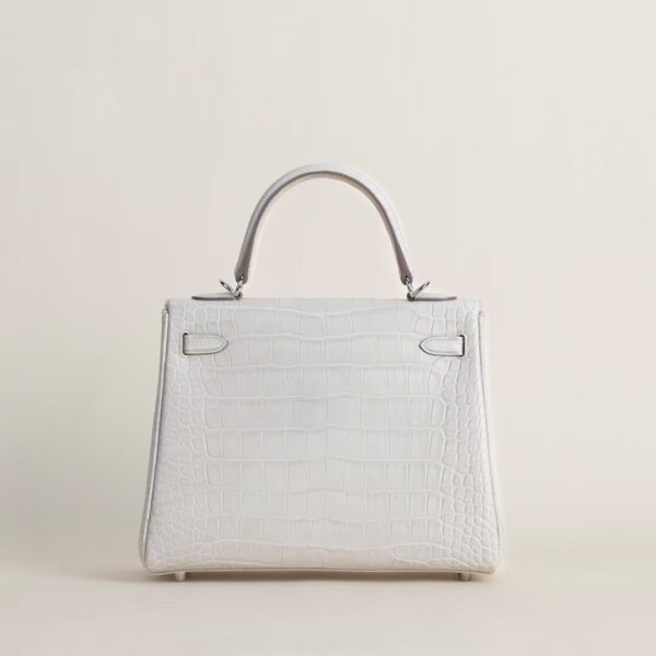 HERMÈS Kelly 25CM Matte Crocodile Leather Bag 8L Beton PHW Hardware