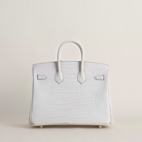 HERMÈS Birkin 25CM Bag Image Matte Alligator Crocodile Leather 8L Beton GHW Hardware