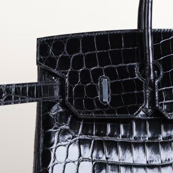 HERMÈS Birkin 35CM CK89 Noir Shiny Niloticus Crocodile Leather PHW Hardware