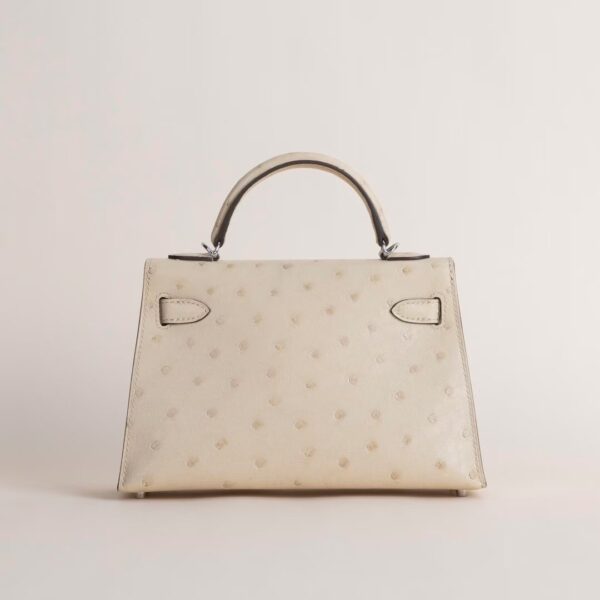 HERMÈS Mini Kelly Ostrich Leather 3C Parchemin PHW Hardware
