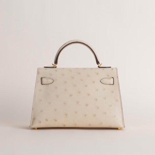 HERMÈS Mini Kelly Ostrich Leather 3C Parchemin GHW Hardware