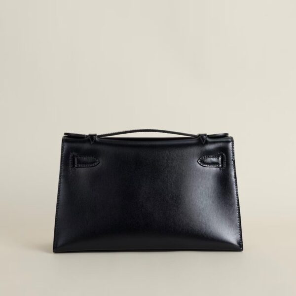 HERMÈS Kelly Pochette Box Leather CK89 Black 22CM PHW Hardware