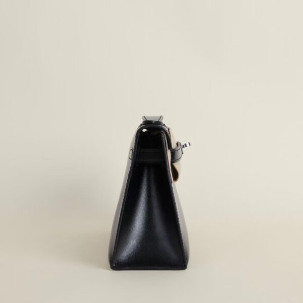 HERMÈS Kelly Pochette Box Leather CK89 Black 22CM PHW Hardware