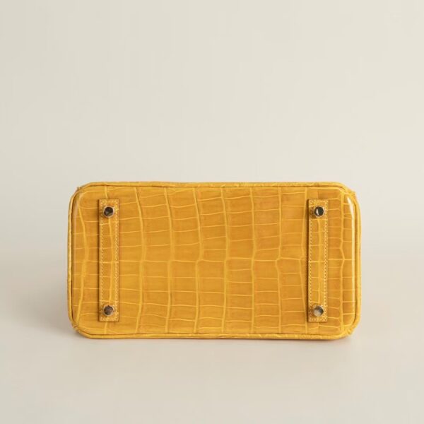 HERMÈS Birkin 25CM Shiny HCP Crocodile 9D Jaune Amber PHW Hardware