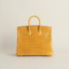 HERMÈS Birkin 25CM Shiny HCP Crocodile 9D Jaune Amber PHW Hardware