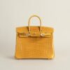 HERMÈS Birkin 25CM Shiny HCP Crocodile 9D Jaune Amber PHW Hardware