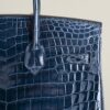 HERMÈS Birkin 25CM Shiny HCP Crocodile N7 Blue Tempete PHW Hardware