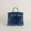 HERMÈS Birkin 25CM Shiny HCP Crocodile N7 Blue Tempete PHW Hardware