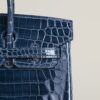HERMÈS Birkin 25CM Shiny HCP Crocodile N7 Blue Tempete PHW Hardware