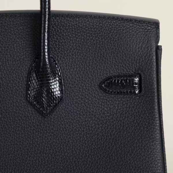 HERMÈS Birkin 25CM Touch Price CK89 Black Lizard / Togo Leather PHW Hardware