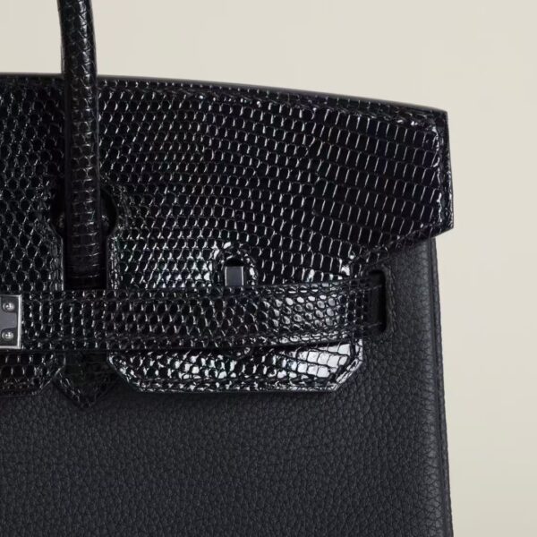 HERMÈS Birkin 25CM Touch Price CK89 Black Lizard / Togo Leather PHW Hardware