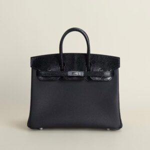 HERMÈS Birkin 25CM Touch Price CK89 Black Lizard / Togo Leather PHW Hardware