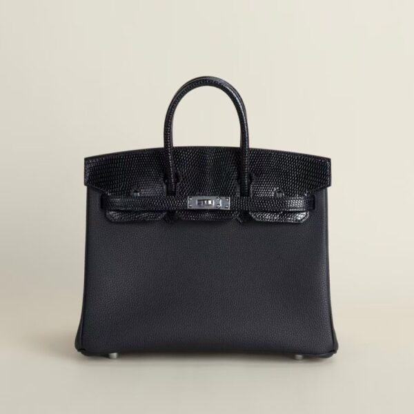 HERMÈS Birkin 25CM Touch Price CK89 Black Lizard / Togo Leather PHW Hardware