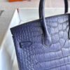 HERMÈS Birkin 25CM Matte Alligator Crocodile Image 7L Blue De Malte PHW Hardware